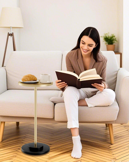 Modern Minimalist End Table with Storage Shelf – Small Nightstand Side Table for Bedroom, Living Room & Small Spaces
