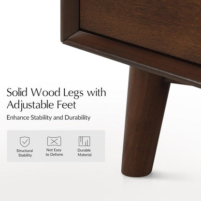 Mid-Century Modern 7-Drawer Dresser with Solid Wood Legs and Safety Anti-Tip Design