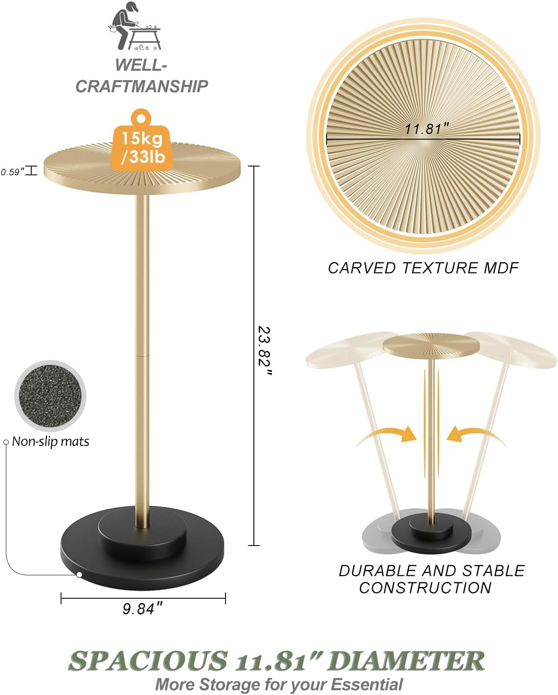 Modern Minimalist End Table with Storage Shelf – Small Nightstand Side Table for Bedroom, Living Room & Small Spaces