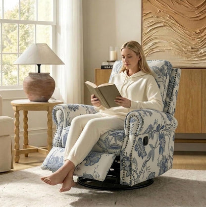 Swivel Rocking Recliner Chair with Adjustable Backrest and Plush Comfort Cushioning