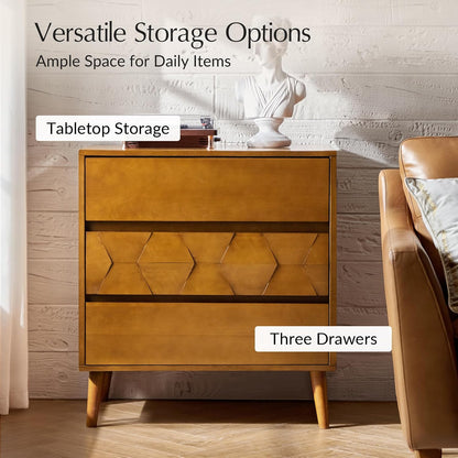 Mid-Century Modern Nightstand with Built-In Charging Station and Storage