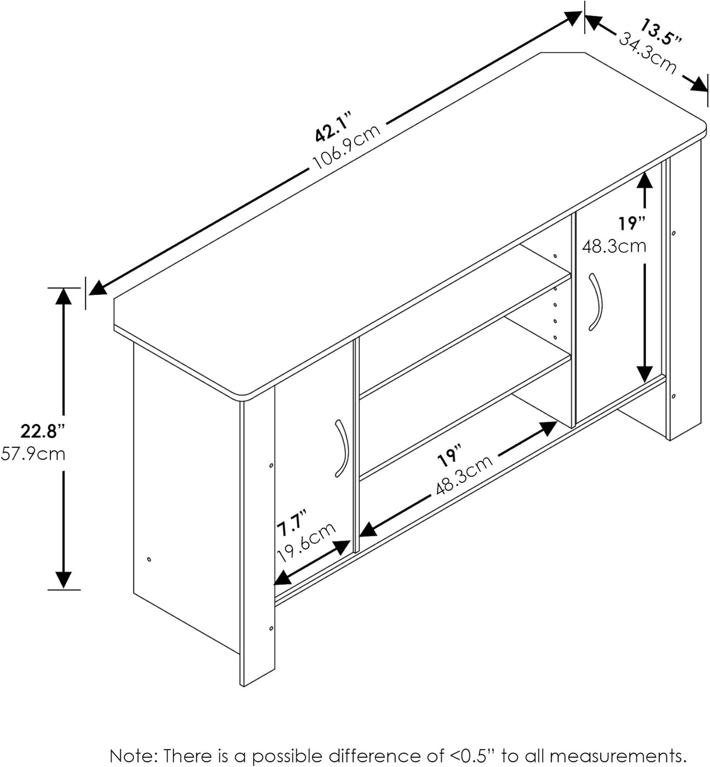 Modern TV Stand Entertainment Center with Storage Shelves – Minimalist Media Console for Living Room, Bedroom & Small Spaces