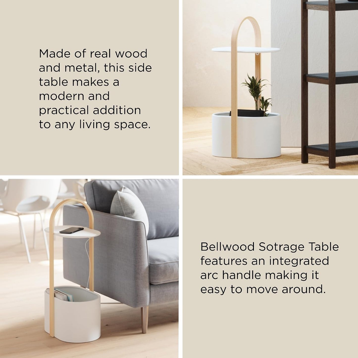 Modern Multi-Functional Side Table with Storage Shelf – Minimalist Coffee Table for Living Room, Bedroom & Small Space Organization