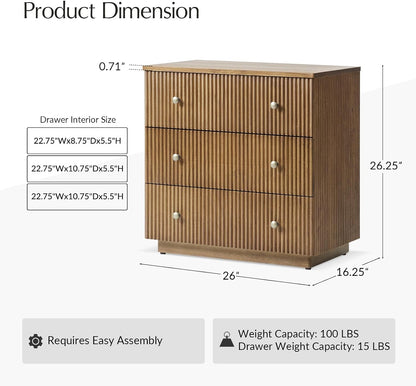 Solid Wood End Table with Built-In Charging Station and Fluted Drawer Design