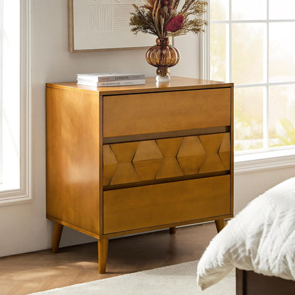 Mid-Century Modern Nightstand with Built-In Charging Station and Storage