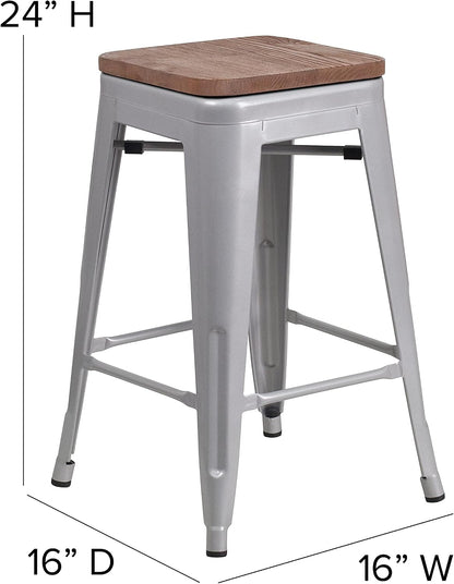 Modern Backless Counter Height Stool – Minimalist Bar Stool for Kitchen Island, Dining Area, Patio & Indoor Outdoor Use