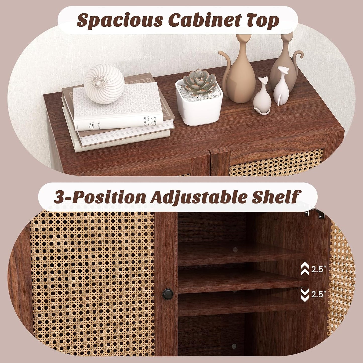 Modern Sideboard Storage Cabinet with Adjustable Shelves – Freestanding Kitchen Buffet Cabinet for Dining Room, Living Room & Home Organization