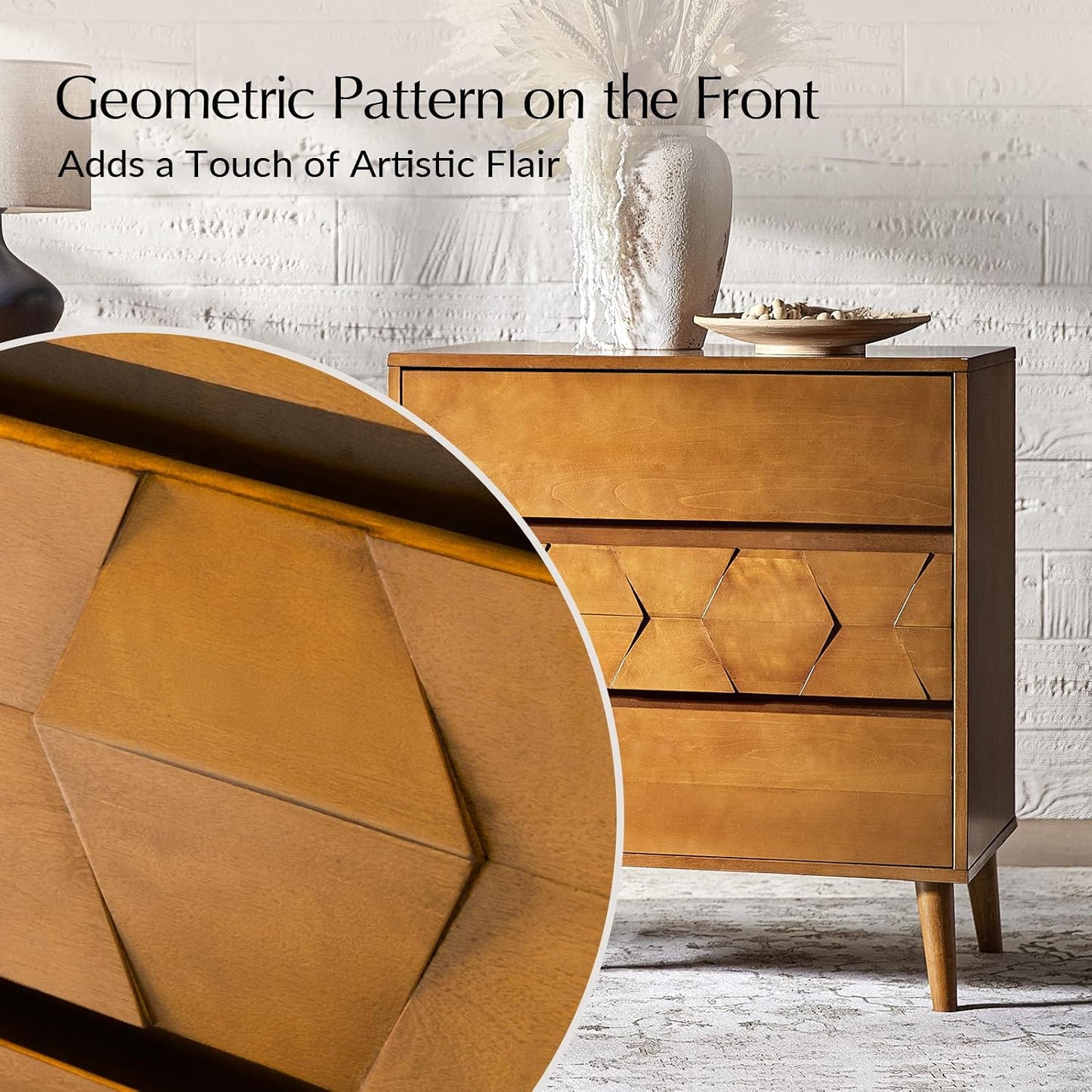 Mid-Century Modern Nightstand with Built-In Charging Station and Storage