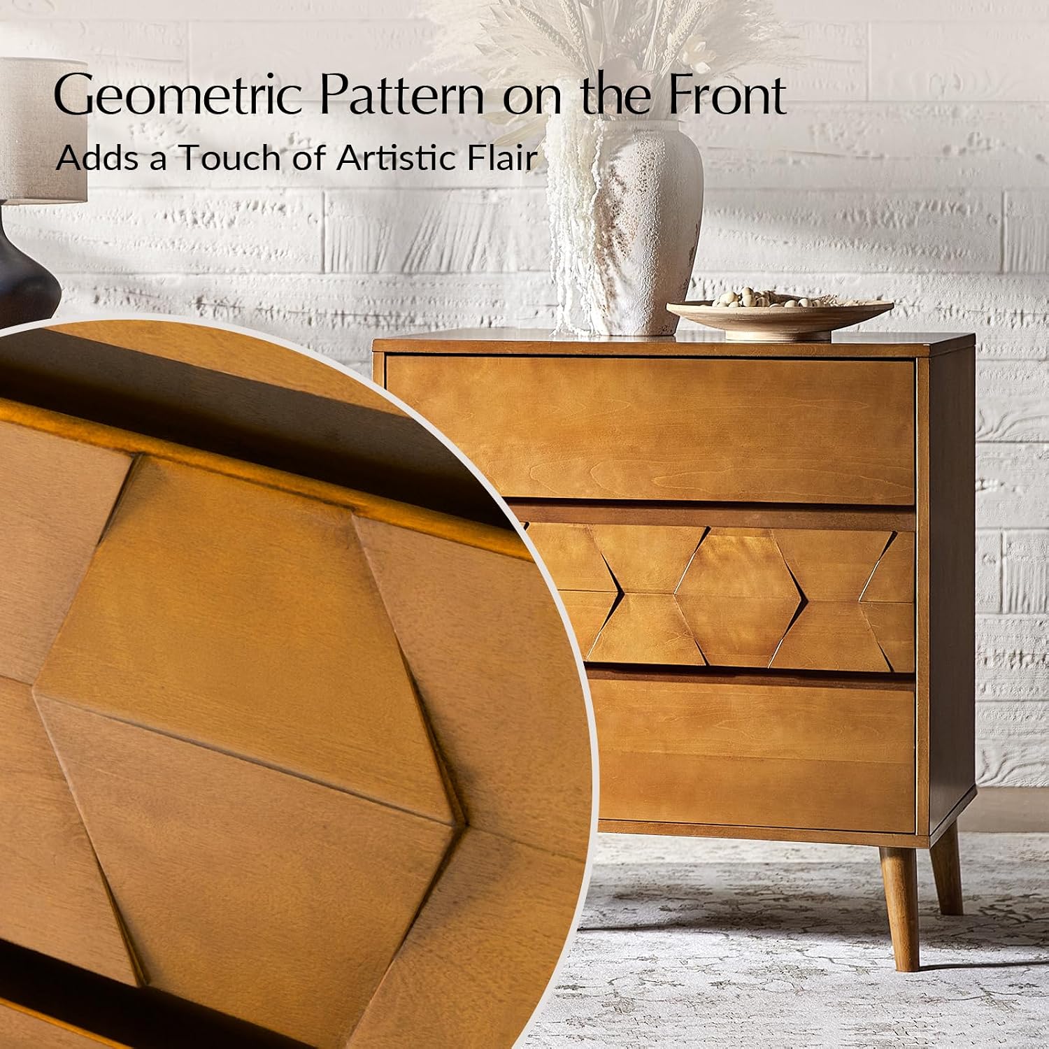 Mid-Century Modern Nightstand with Built-In Charging Station and Storage