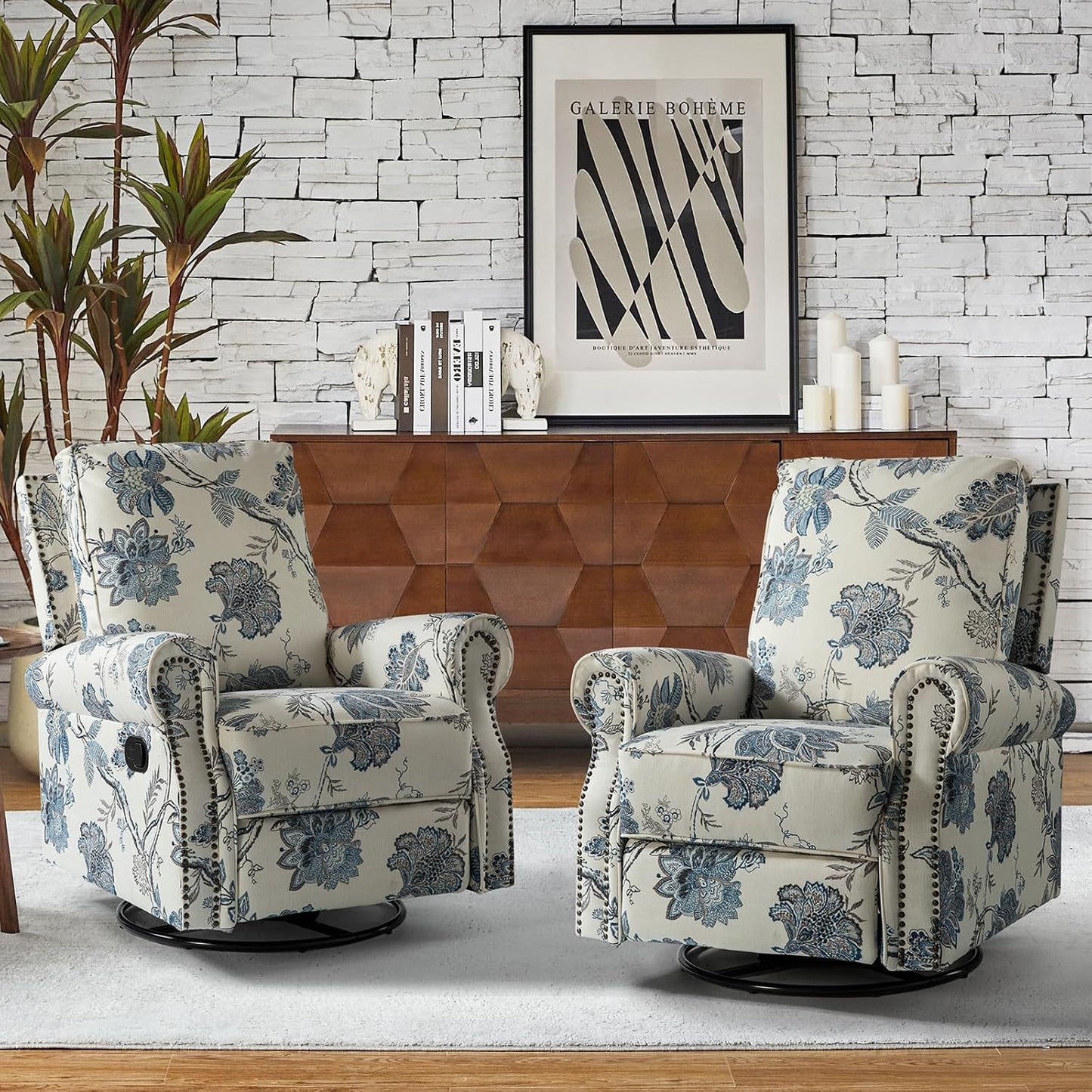 Swivel Rocking Recliner Chair with Adjustable Backrest and Plush Comfort Cushioning
