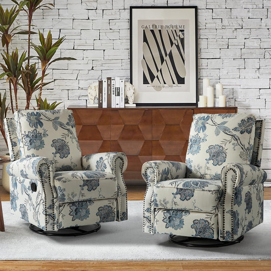 Swivel Rocking Recliner Chair with Adjustable Backrest and Plush Comfort Cushioning
