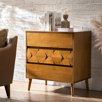 Mid-Century Modern Nightstand with Built-In Charging Station and Storage