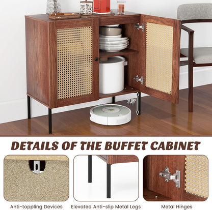 Modern Sideboard Storage Cabinet with Adjustable Shelves – Freestanding Kitchen Buffet Cabinet for Dining Room, Living Room & Home Organization