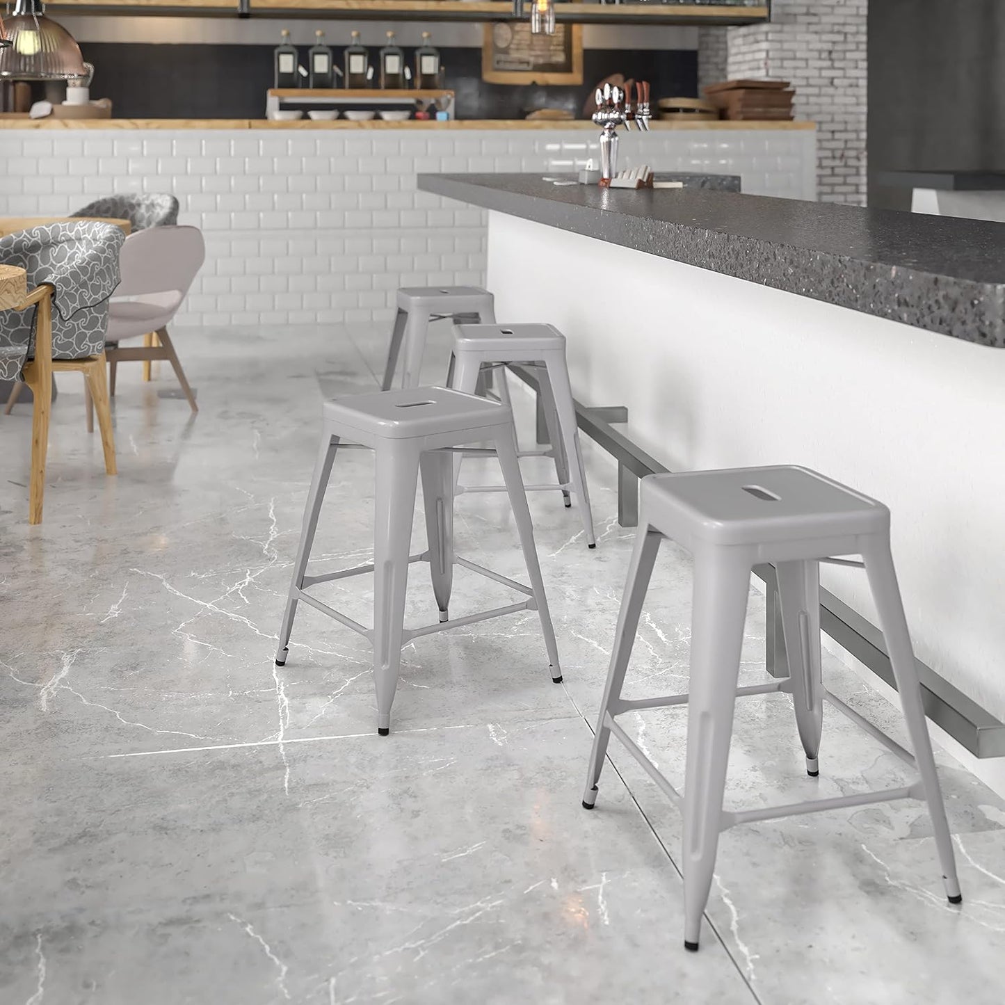Modern Backless Counter Height Stool – Minimalist Bar Stool for Kitchen Island, Dining Area, Patio & Indoor Outdoor Use