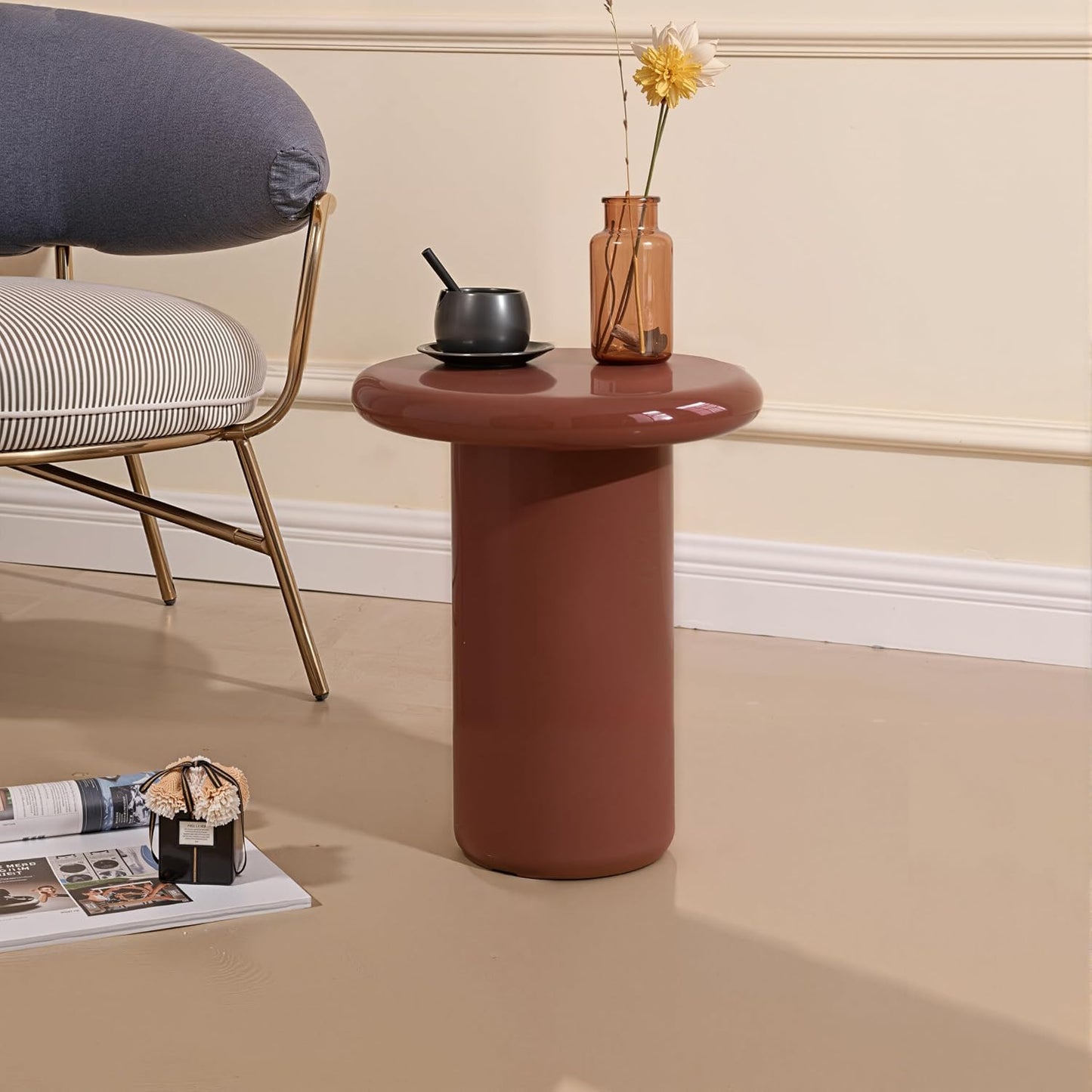 Modern Glossy Coffee Table Set – Minimalist Living Room Center Table & Side Table Set for Contemporary Home Décor