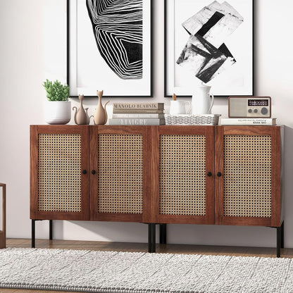 Modern Sideboard Storage Cabinet with Adjustable Shelves – Freestanding Kitchen Buffet Cabinet for Dining Room, Living Room & Home Organization